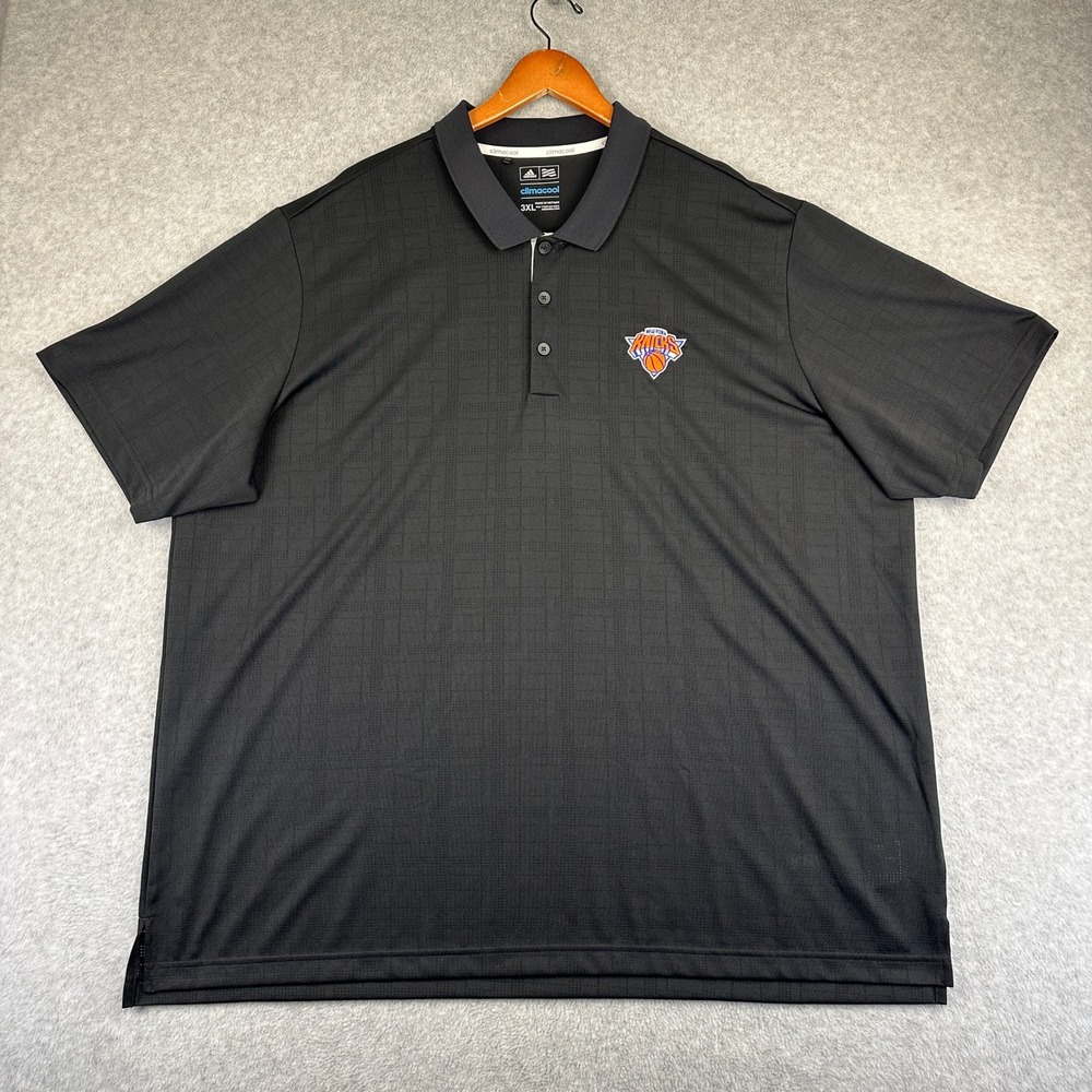 New York Knicks Adidas ClimaCool Polo Shirt Mens 3XL Black Polyester
